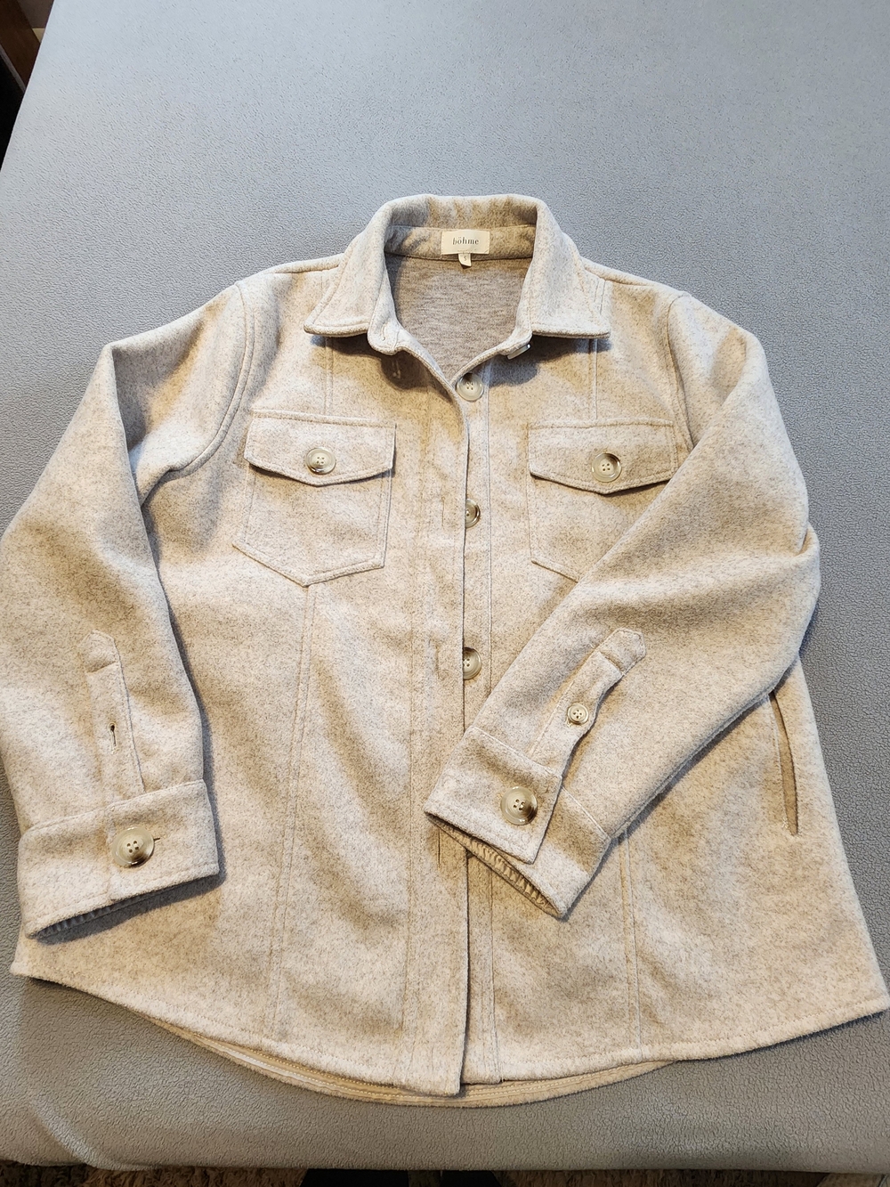 bohme Beige Wool-Blend Shacket